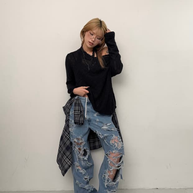 Levi’s 디스트레스 와이드 진