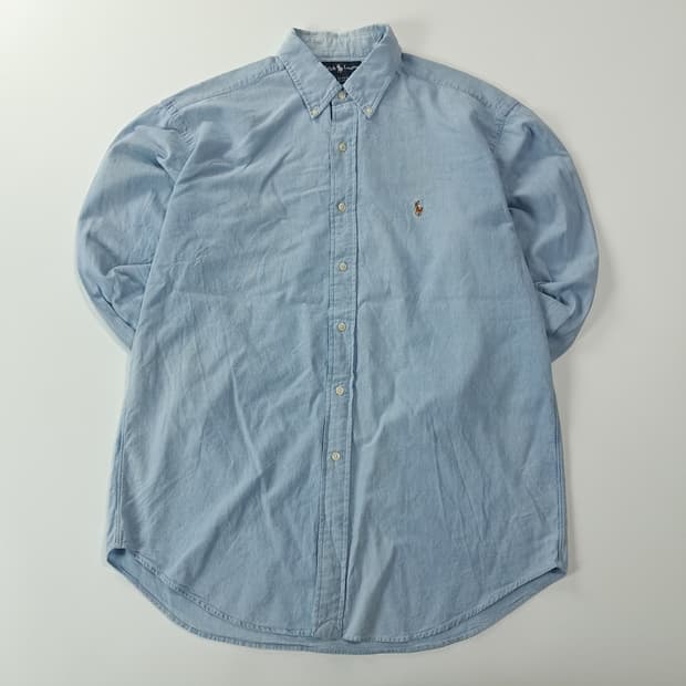 CK297 L 폴로 90s 일본판 멀티포니 샴브레이 셔츠 남방