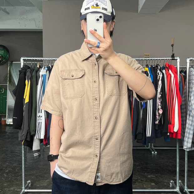 랭글러 코튼 워크 반팔 셔츠 