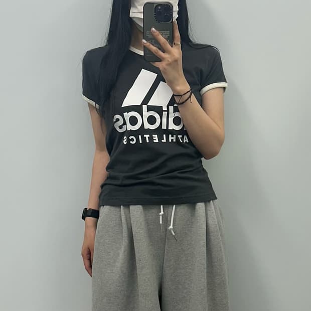 아디다스 빅로고 링거 반팔 티셔츠