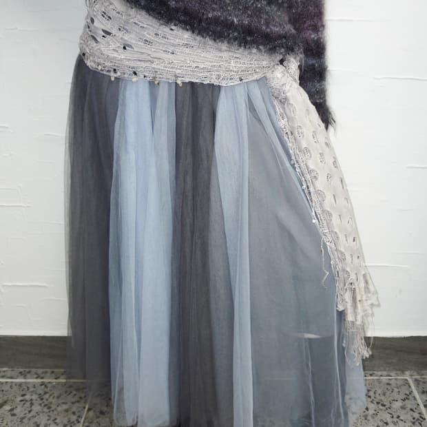 silver haze veil skirt