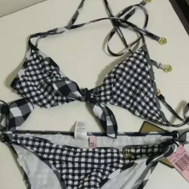 쥬시꾸뛰르 깅엄체크 비키니 수영복