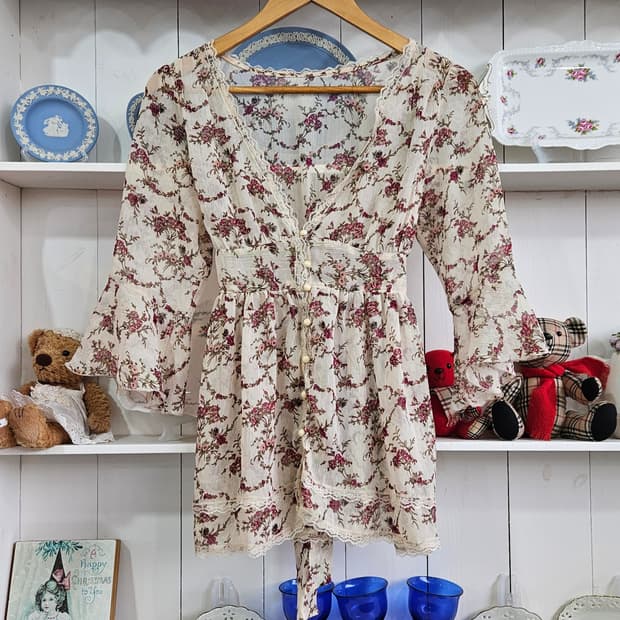 no0327  플로럴 레이스 리본 원피스