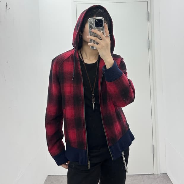 LEVI’S check pattern hood jacket