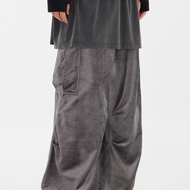 [S] 032c DISTRESSED VELVET CARGO PANT