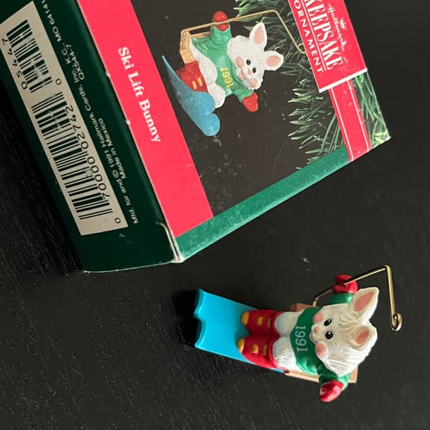 빈티지 홀마크 스키 리프트 버니 오너먼트