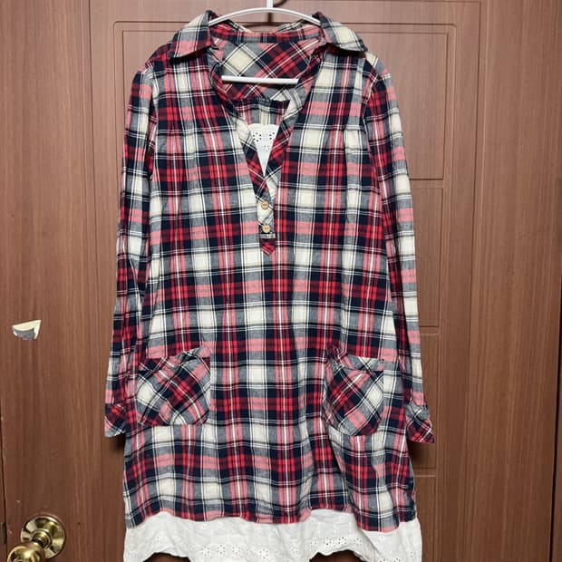 모리걸 하구미 일본 빈티지 딸기 체크 레이스 셔츠 원피스