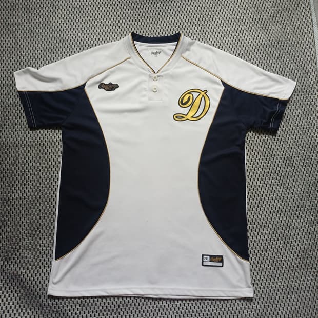 [2XL] 롤링스(Rawlings) 하프버튼 야구 유니폼 져지(국내생산)