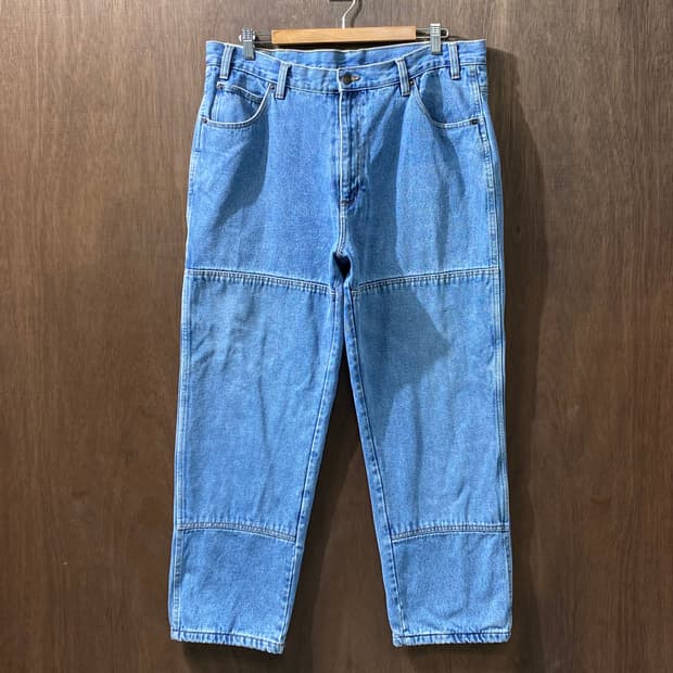 [36] 90s Guide Gear 체크 퀼팅 라이닝 더블니 데님팬츠