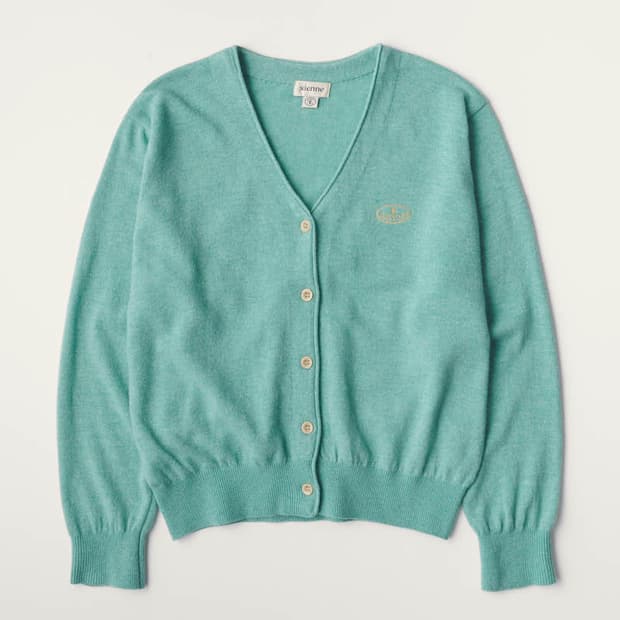 시엔느 클래식 심볼 가디건 에메랄드 블루 S