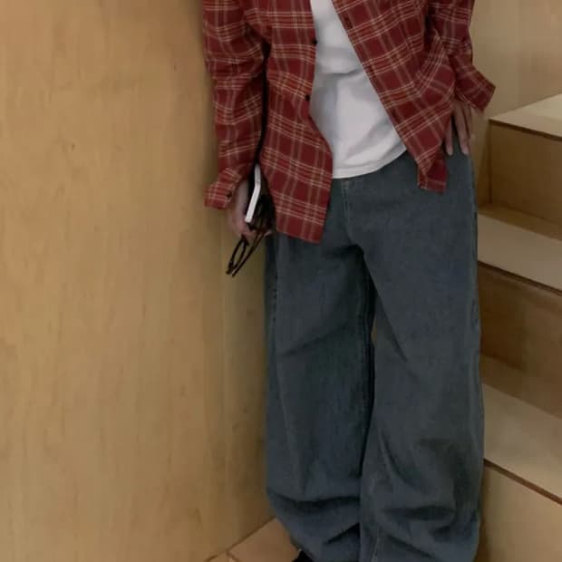 빨간색 체크 셔츠