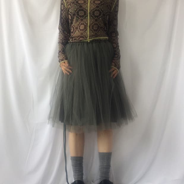 Pattern point high neck mesh sleeve