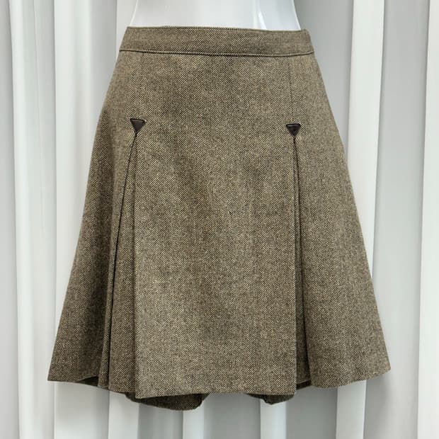 버버리 블루라벨 헤링본 체크 스커트