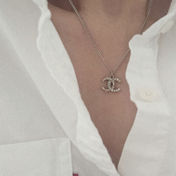 샤넬 퀄팅 큐빅 빈티지 업사이클링 목걸이