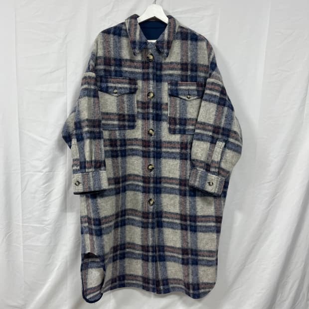 이자벨마랑 에뜨왈 체크 울 롱코트