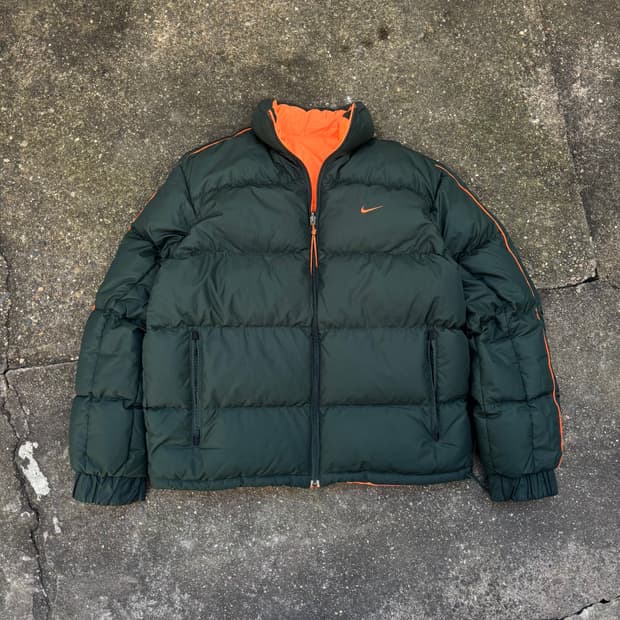 나이키 리버시블 패딩 점퍼 그린/오렌지 L