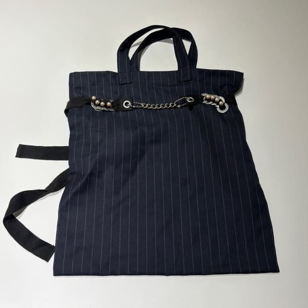 꼼데가르송 울 스트라이프 토트백