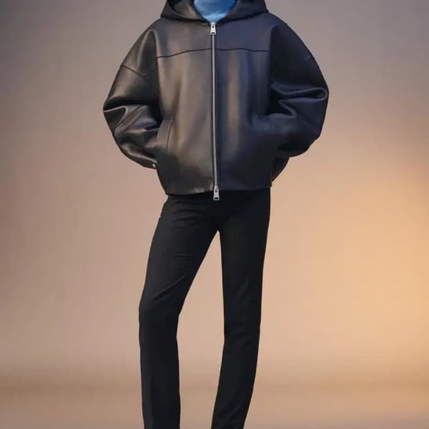 자라 후드 레더 점퍼 가죽 자켓 LIMITED EDITION L-XL