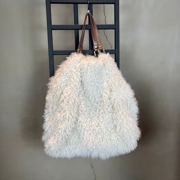 90s 가죽 퍼 도트 백