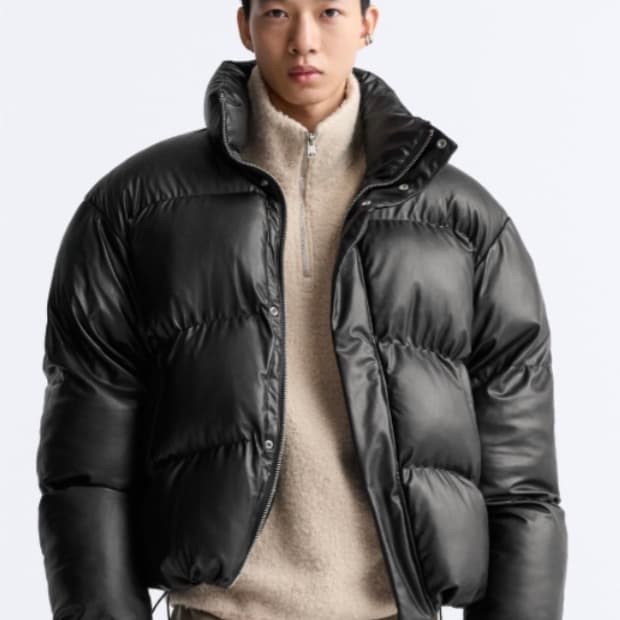 ZARA 자라 크롭핏 레더 패딩