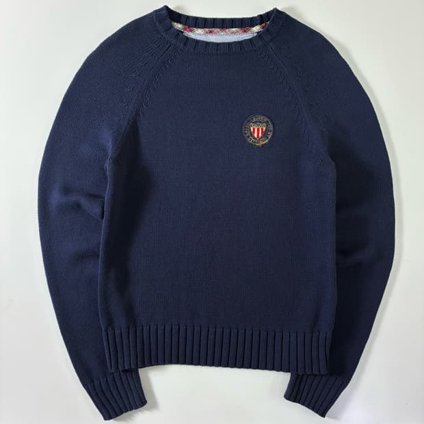 Polo  폴로 진스 컴퍼니 코튼 크레스크 패치 네이비 니트 