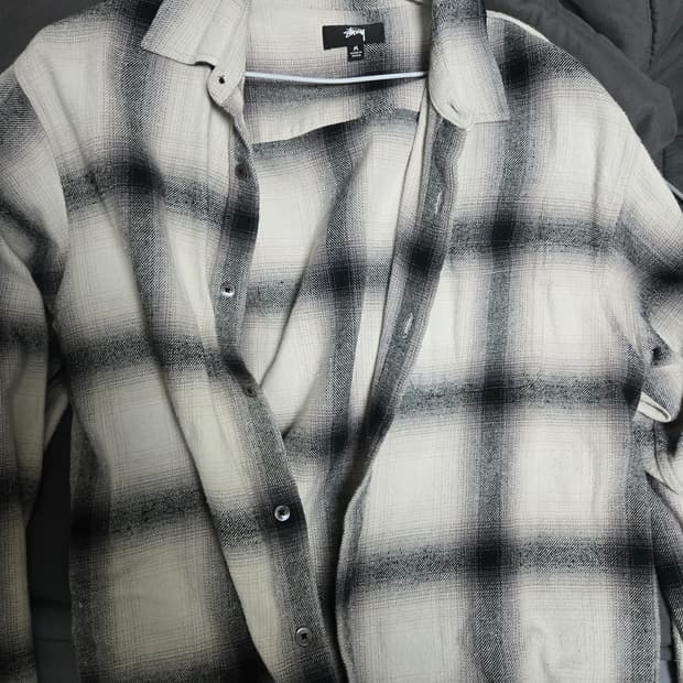 스투시 블랙 화이트 체크셔츠