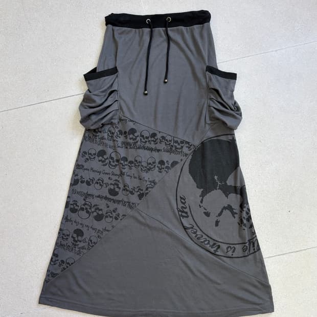 펑크 프린틴 카고 롱스커트