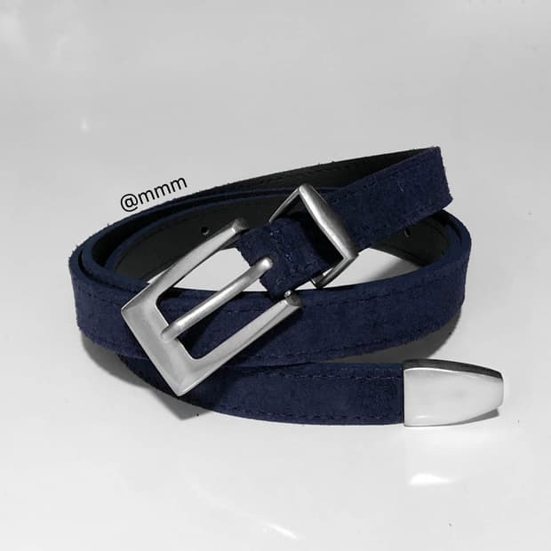 [Unisex]스퀘어 스웨이드 벨트 네이비