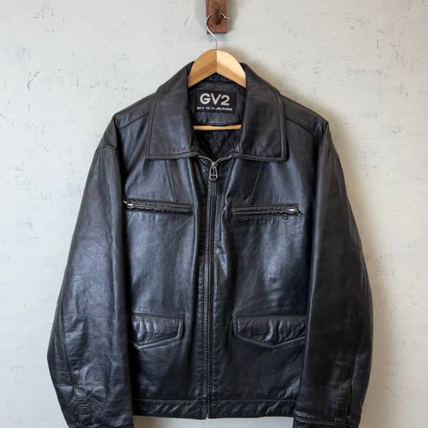 GV2 빈티지 소가죽 포켓 가죽 자켓