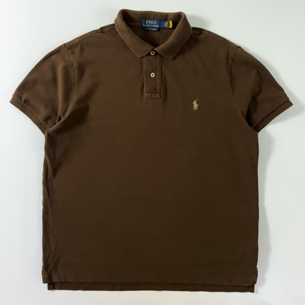 Polo  폴로 랄프로렌 신형 자수 코튼 브라운 반팔 카라 티셔츠 