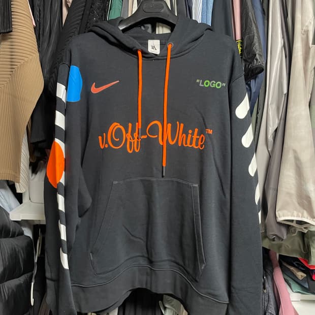 [xl] 나이키 x 오프화이트 블랙 후드티