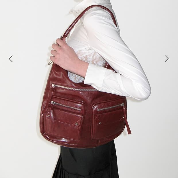 썬번프로젝트 더블 포켓 숄더백 버건디