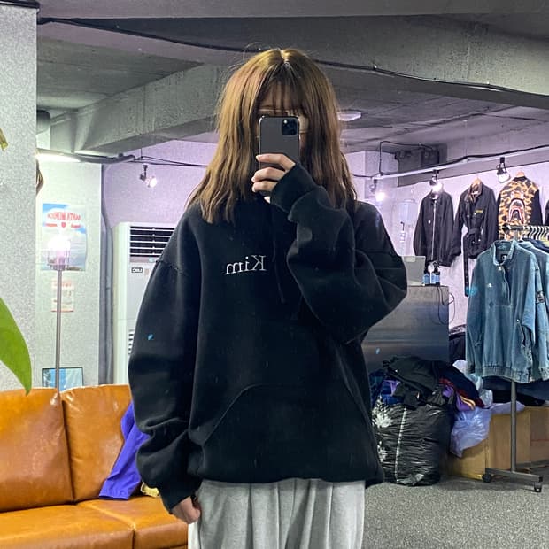 마뗑킴 빅로고 블랙 후드 B2508