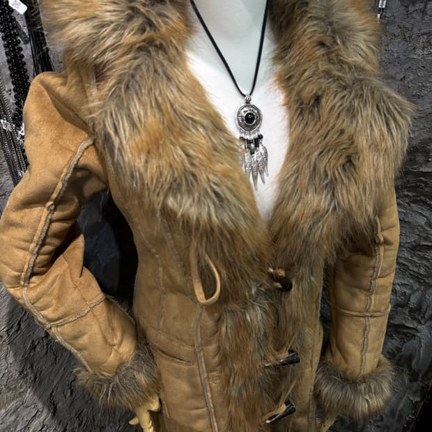 Brown fur suede coat