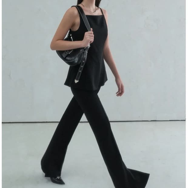비바셔스 par pintuck bootscut slacks black L