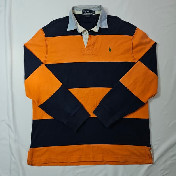 폴로 랄프로렌 럭비티 USA 미국 빈티지 카라티 오렌지 M