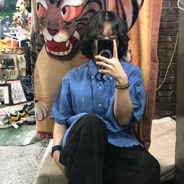 폴로 랄프로렌 블루 반팔 셔츠