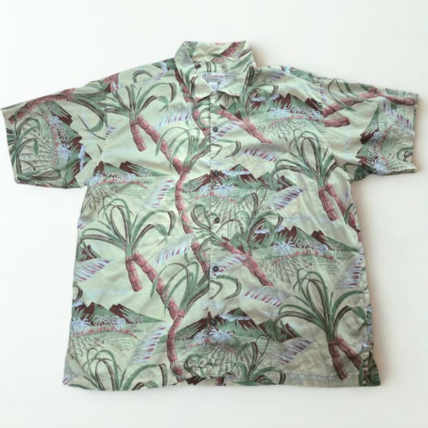 (XL)파타고니아 야자수 패턴 하와이안 셔츠 파타로하 하프 반팔 알로하