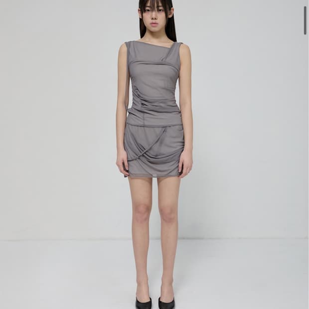 플레어업 스커트 Draped Mesh Layered Mini Skirt