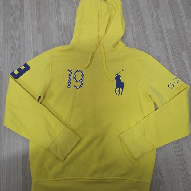 폴로 랄프로렌 노란색 후드티 M 기모