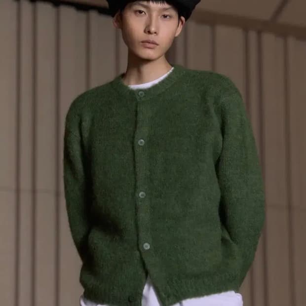 STU 모헤어 가디건 그린 L