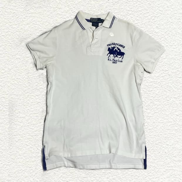 폴로 랄프로렌 빅포니 커스텀핏 화이트 폴로티 M