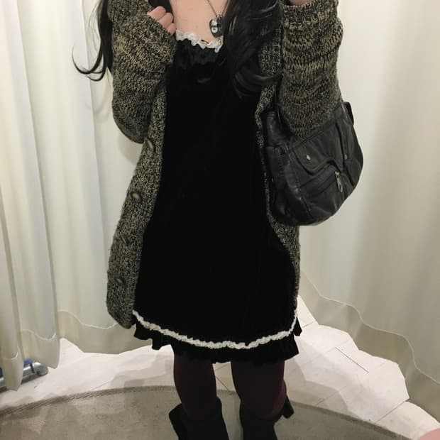 벨벳 레이스 끈원피스