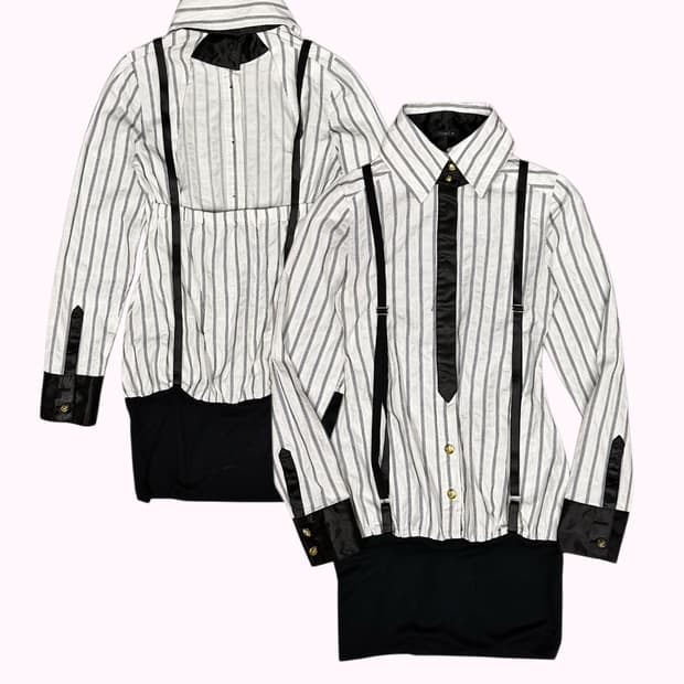 suspender backless blouse dress