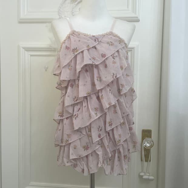 indi pink flower print ruffle sleeveless