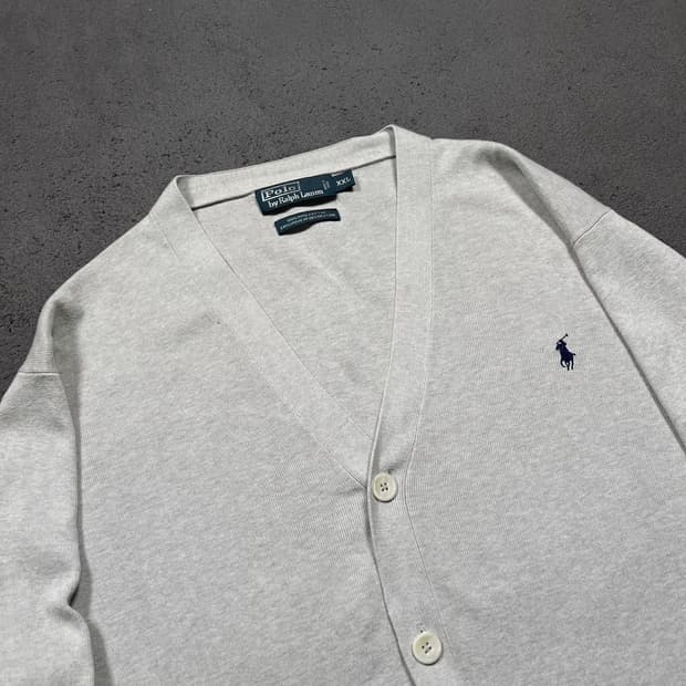 폴로 피마코튼 브이넥 니트 가디건
