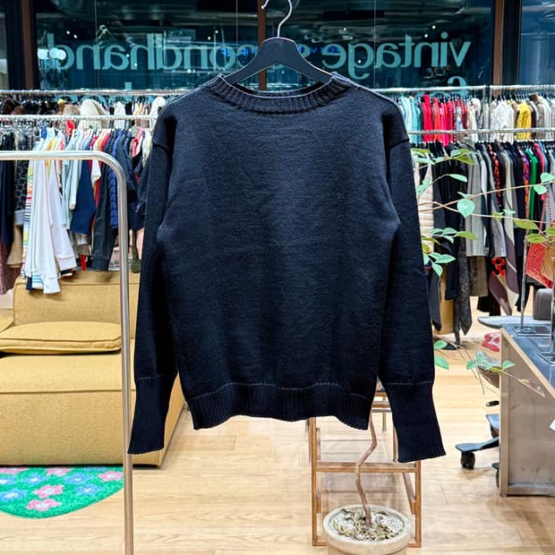 안데르센 안데르센 블랙 울 라운드 니트 