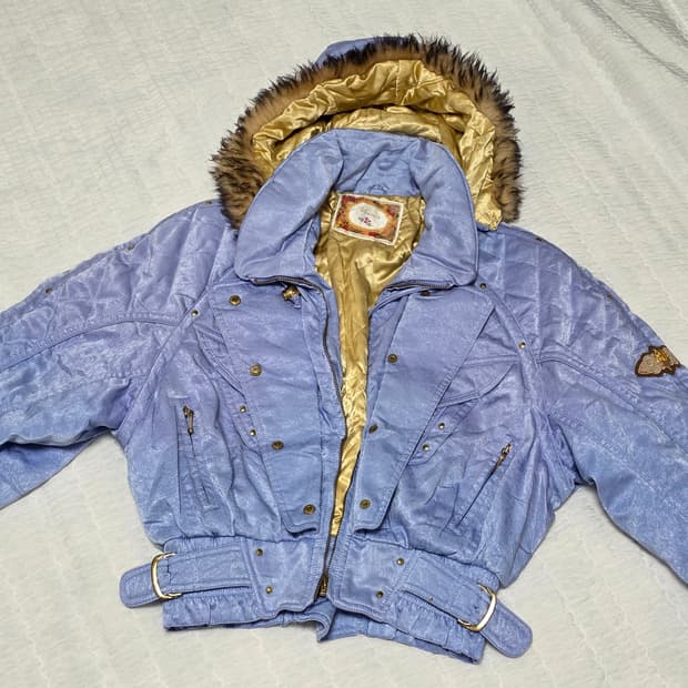 일본빈티지 y2k 스키 퍼 크롭 후드 패딩