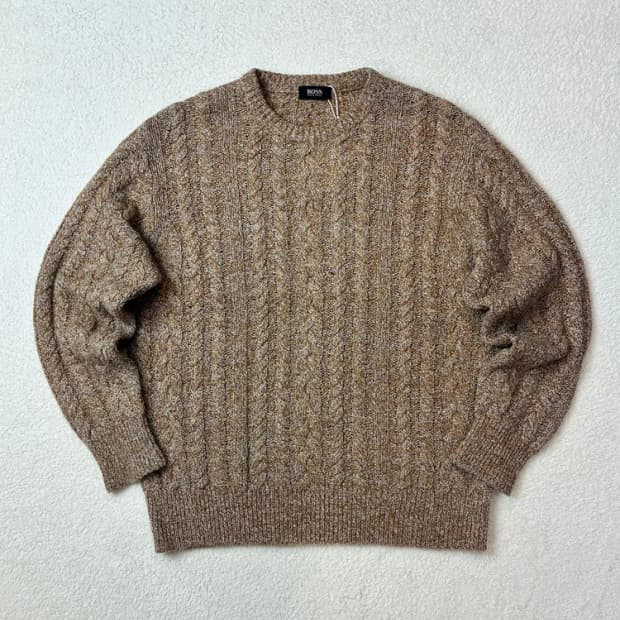 휴고보스 00's 꽈배기 브라운 울 니트 PN5921