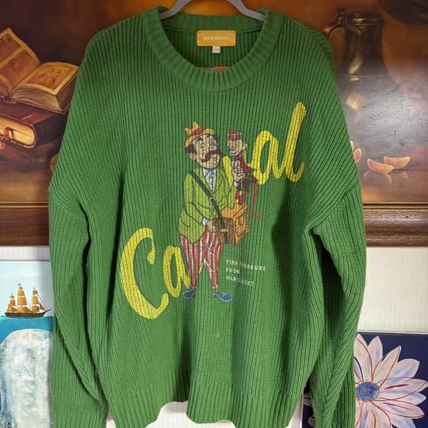 메인부스 그린 프린팅 니트